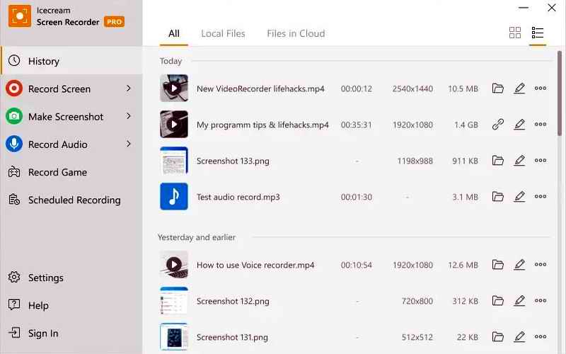 ICE CREAM SCREN RECORDER